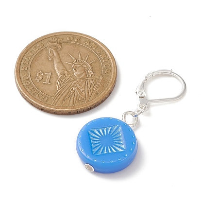Amuletos acrílicos opacos para coser puntadas, con hallazgos de pendientes de palanca de latón, plano y redondo con rombo