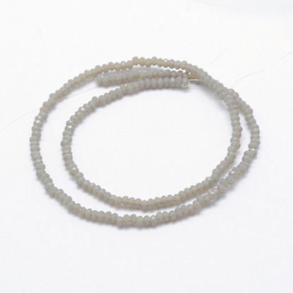 Glass Beads Strands, Imitation Jade, Faceted, Rondelle