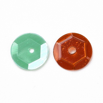Paillettes semi-creuse en vrac en plastique, paillettes de couleur, le trou central, couleur ab , 6~7mm, Trou: 1mm