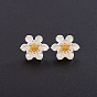 SHEGRACE Adorable 925 Sterling Silver Ear Studs, Lotus Flower with Golden Tone Bud, 10mm, Pin: 0.8mm