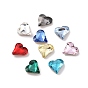 Glass Rhinestone Cabochons, Pointed Back & Silver Back Plated, Heart