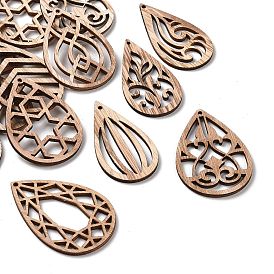 Unfinished Hollow Wood Big Pendants, Undyed, Laser Cut Wood Shapes, Mixed Teardrop