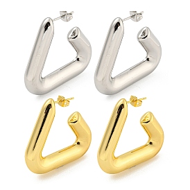 Rack Plating Brass Stud Earrings, Long-Lasting Plated, Lead Free & Cadmium Free, Triangle