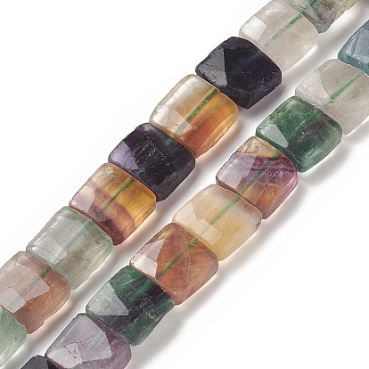 Natural Fluorite Beads Strands, Faceted, Square