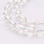 Plaquent verre transparent perles brins, de couleur plaquée ab , ovale