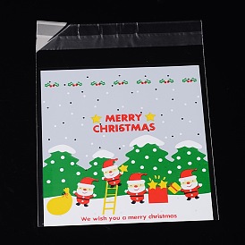 Rectangle OPP Cellophane Bags for Christmas, 13.1x9.9cm, Bilateral Thickness: 0.07mm, about 95~100pcs/bag