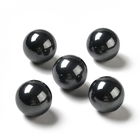 Perles en pierre noire naturelle, pas de trous / non percés, ronde