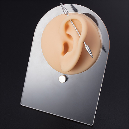 Soft Silicone Ear Displays Mould, with Acrylic Stands, Earrings Ear Stud Display Teaching Tools for Piercing Suture Acupuncture Practice