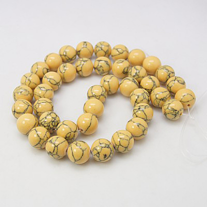 Synthetic Turquoise Beads Strands, Dyed, Round, 10mm, Hole: 1mm