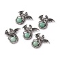 Gemstone Dome Pendants, Gragon Charms, with Rack Plating Antique Silver Tone Alloy Findings, Cadmium Free & Lead Free