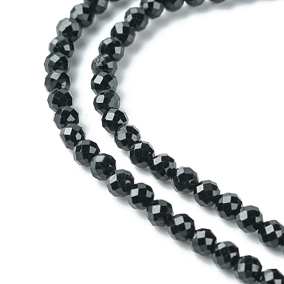Naturelles tourmaline noire brins de perles, facette, ronde