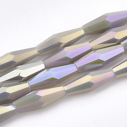 Electroplate opacas de color sólido de cuentas de vidrio de filamentos, color de ab chapado, facetados, oval