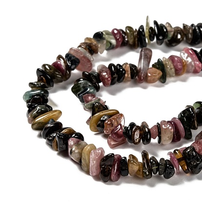 Natural Tourmaline Chips Beads Strands, 5~8mm, Hole: 0.8mm, about 120pcs/strand, about 32~32.5 inch