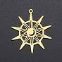 Ion Plating(IP) 201 Stainless Steel Pendants, Laser Cut, Sun with Moon