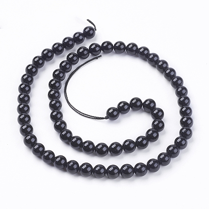 Tourmaline naturelles perles brins, ronde, noir