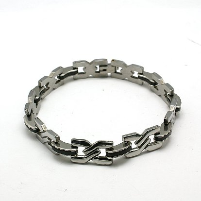Grands cadeaux de jour de valentines pour l'ami 304 bracelets en silicone en acier inoxydable, regarder les bracelets de bande hommes, mixedstyle, 200~225x9.5~16mm