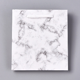 Sacs à provisions de cadeau de papier de modèle de marbre, avec une poignée, pour le sac recyclé d'anniversaire de mariage de douche de bébé, rectangle