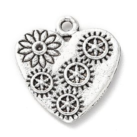 Tibetan Style Alloy Pendant Rhinestone Settings, Heart with Flower