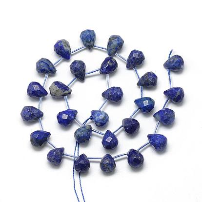 Lapis-lazuli, brins de perles naturels , larme à facettes