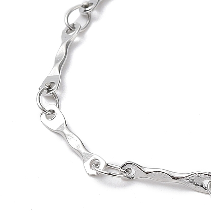 304 Stainless Steel Textured Bar Link Chain Bracelets