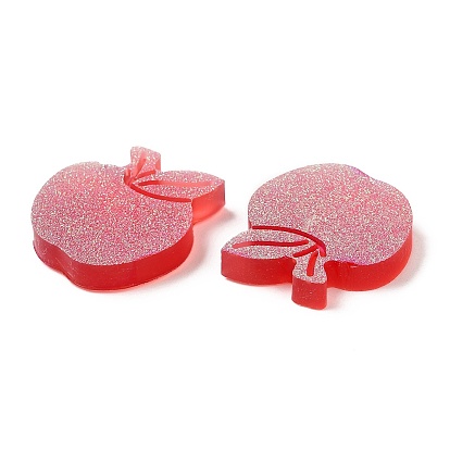 Teachers' Day Translucent Resin Cabochons, AB Color Plated, Apple