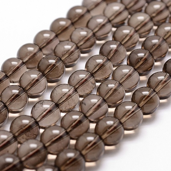 Natural Smoky Quartz Bead Strands, Round