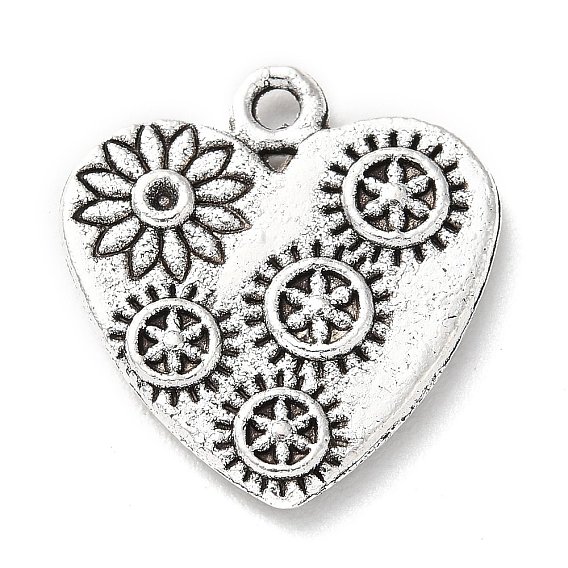 Base colgante de aleación de rhinestone de estilo tibetano, corazón con la flor