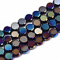 Galvanoplastie opaques couleur unie perles de verre brins, de couleur plaquée ab , plat rond à facettes