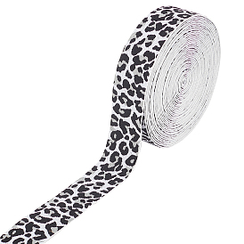 Cordon / bande élastique plat en caoutchouc benecreat, accessoires de couture de vêtement, imprimé léopard