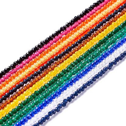 Transparent Glass Beads Strands, Faceted, Round