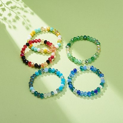 Glass Rondelle Beaded Stretch Bracelet for Women