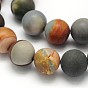 Esmerilado redondas perlas de ágata natural de la policromía hebras