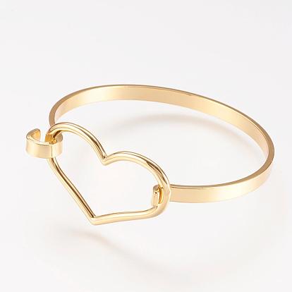 Bracelet en laiton, réel 18 k plaqué or, cœur