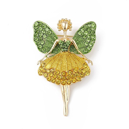 Broche en émail danseuse papillon avec strass, insigne en alliage doré avec boucle pour sac à dos vêtements pendentif bijoux