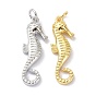 Eco-Friendly Brass Pendants, with Jump Ring, Long-Lasting Plated, Sea Horse