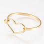 Brass Bangle, Real 18K Gold Plated, Heart