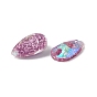 Teardrop Sew on Rhinestone, Resin Rhinestone, 2-Hole Links, AB Color, with Glitter Powder, Faceted, Garment Accessories