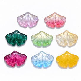 Transparent Glass Pendants, Mixed Style, Ginkgo Leaf