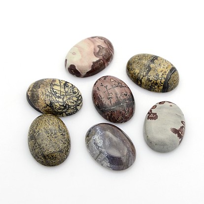 Кабошоны из камня, овальные, 25x18x5~7 мм