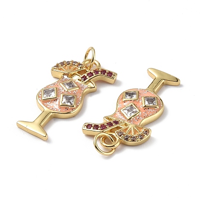 Micro cuivres ouvrent pendentifs zircone cubique, Style émail, avec anneau de saut, charmes de jus