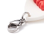 Polymer Clay Heart Bouquet Pendant Decorations, Clip-on Charms, with 304 Stainless Steel Lobster Claw Clasps, for Valentine's Day