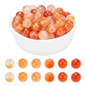 ARRICRAFT Dyed Natural Agate Faceted Round Beads Strands