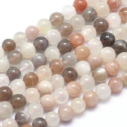 Sunstone naturelle perles brins, ronde