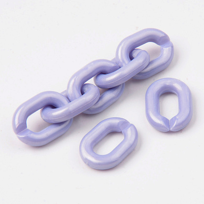 Anneaux de liaison acryliques opaques, connecteurs à liaison rapide, pour la fabrication de chaînes de câble de bijoux, ovale