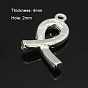 Alloy Rhinestone Pendants, Grade A, Awareness Ribbon, 26x18x4mm, hole: 2mm