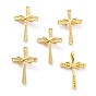 Brass Micro Pave Clear Cubic Zirconia Pendants, Long-Lasting Plated, Cross with Infinity