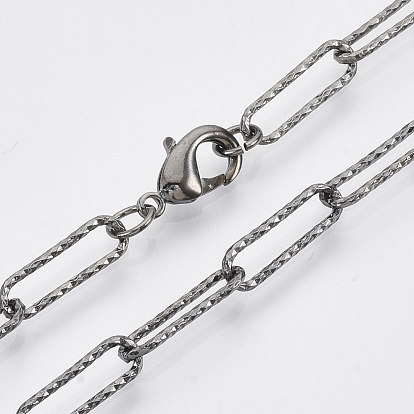Fabricación de collar de cadena de clip de papel con textura de latón, con cierre de langosta