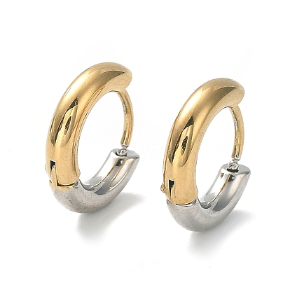 Ion Plating(IP) Two Tone 304 Stainless Steel Huggie Hoop Earrings, with 316 Surgical Stainless Steel Pins for Women
