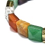 Natural Gemstone Rectangle Beaded Stretch Bracelet for Women