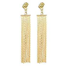 Brass Coreana Chain Tassel Earrings, Long Dangle Stud Earrings with 304 Stainless Steel Pins